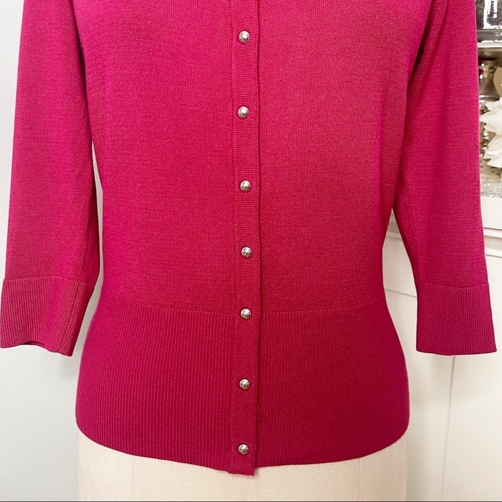 White House Black Market Pink Snap Front Sweater Cardigan Size XS - Picture 4 of 12